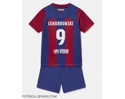 Barcelona Robert Lewandowski #9 Replika Hemmatröja Barn 2023-24 Kortärmad (+ Korta byxor)